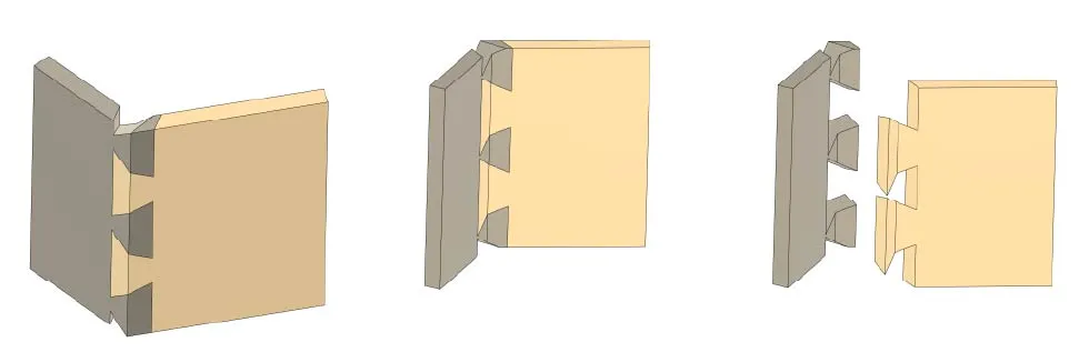 example model showing 1 edge of a tile with a interlocking 3D shaped dovetail