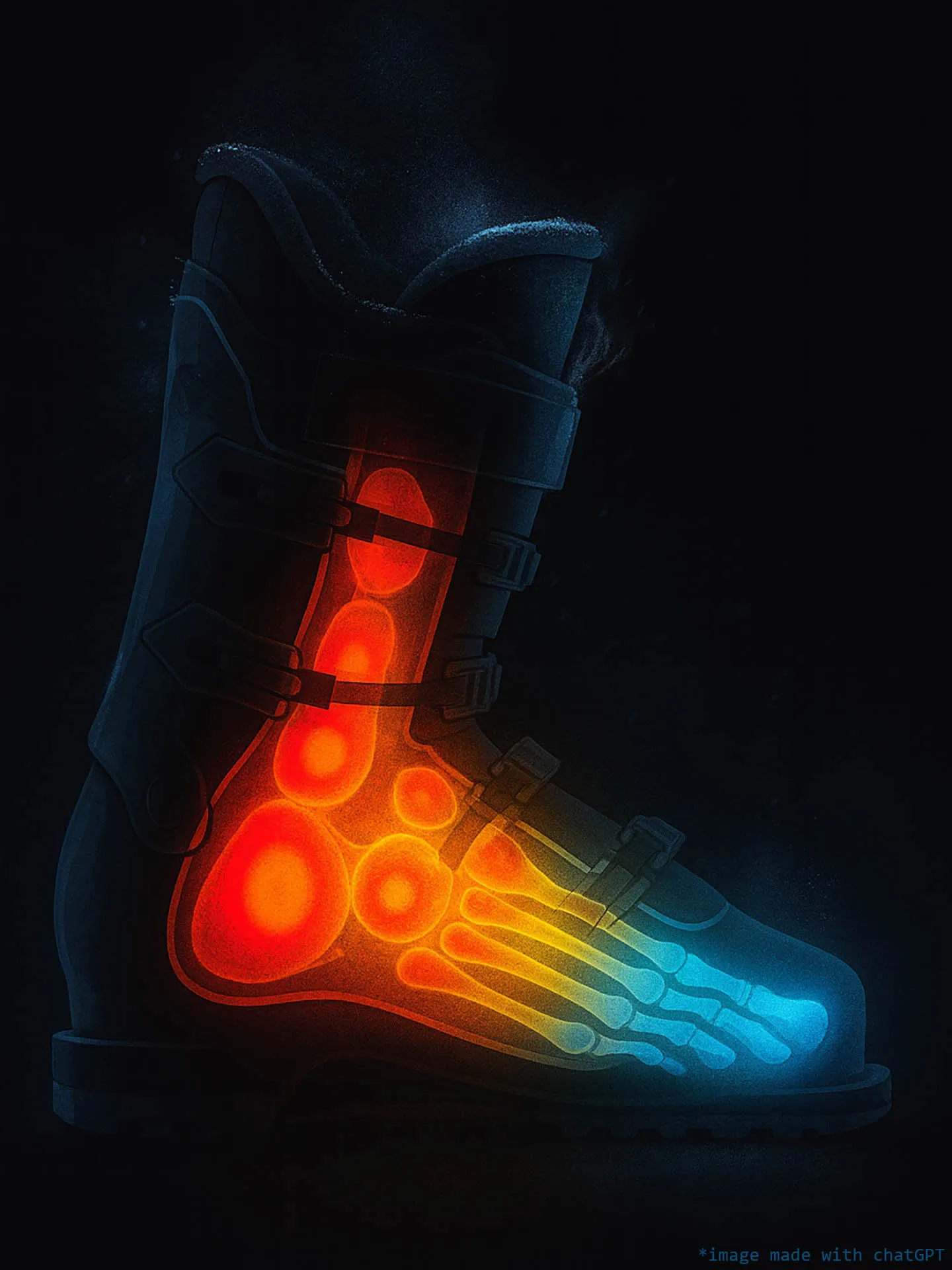 chatGPT generated image highlighting how ill fitting ski boots result in poor circulation