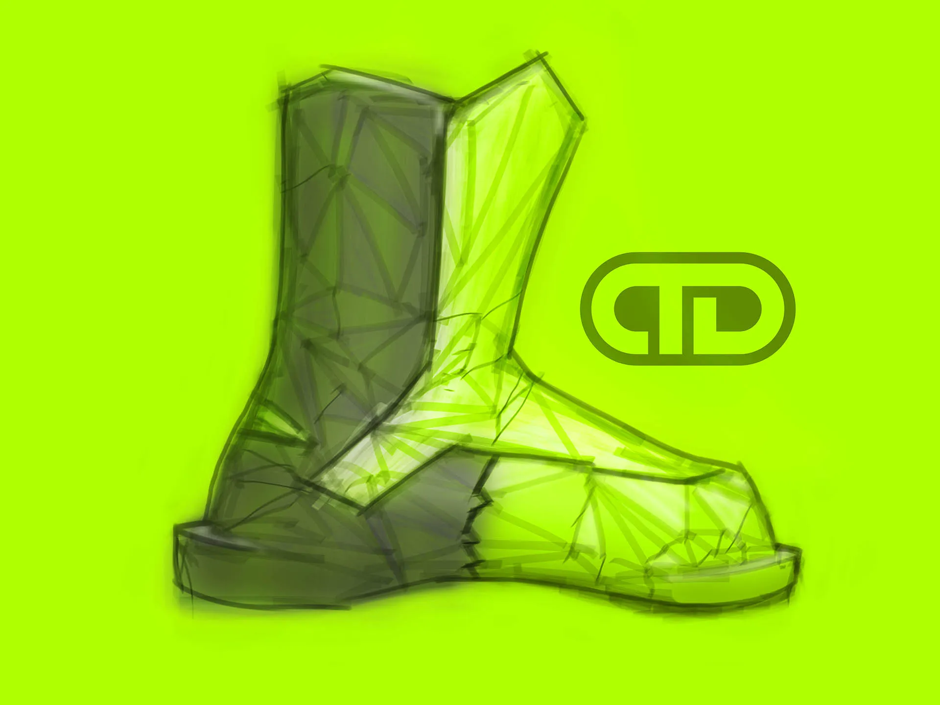 Green low-poly boot sketch